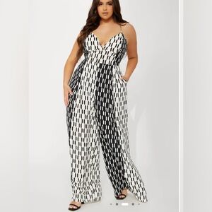 Fashion Nova Satin Patterned Jumpsuit